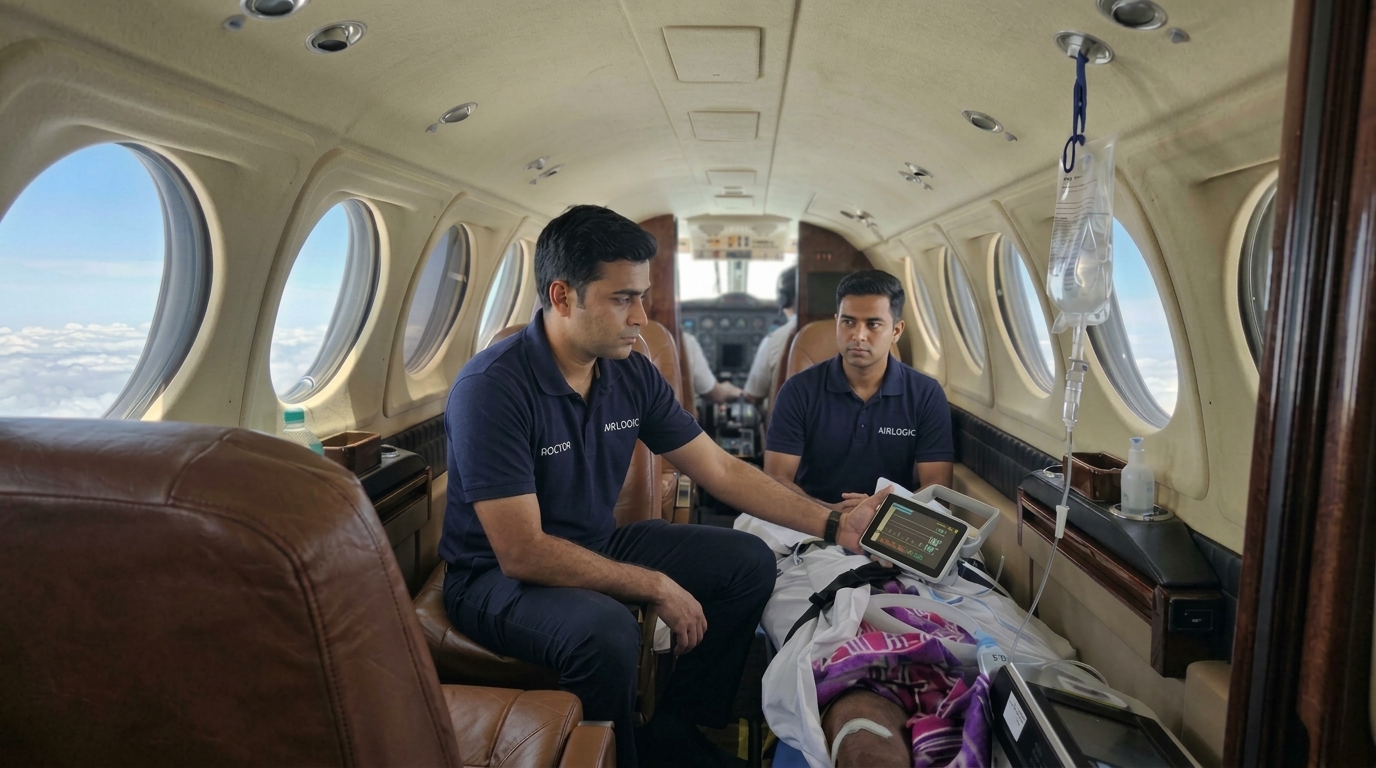 Airlogic Beechcraft King Air B200 Flying ICU Interior with Medical Team
